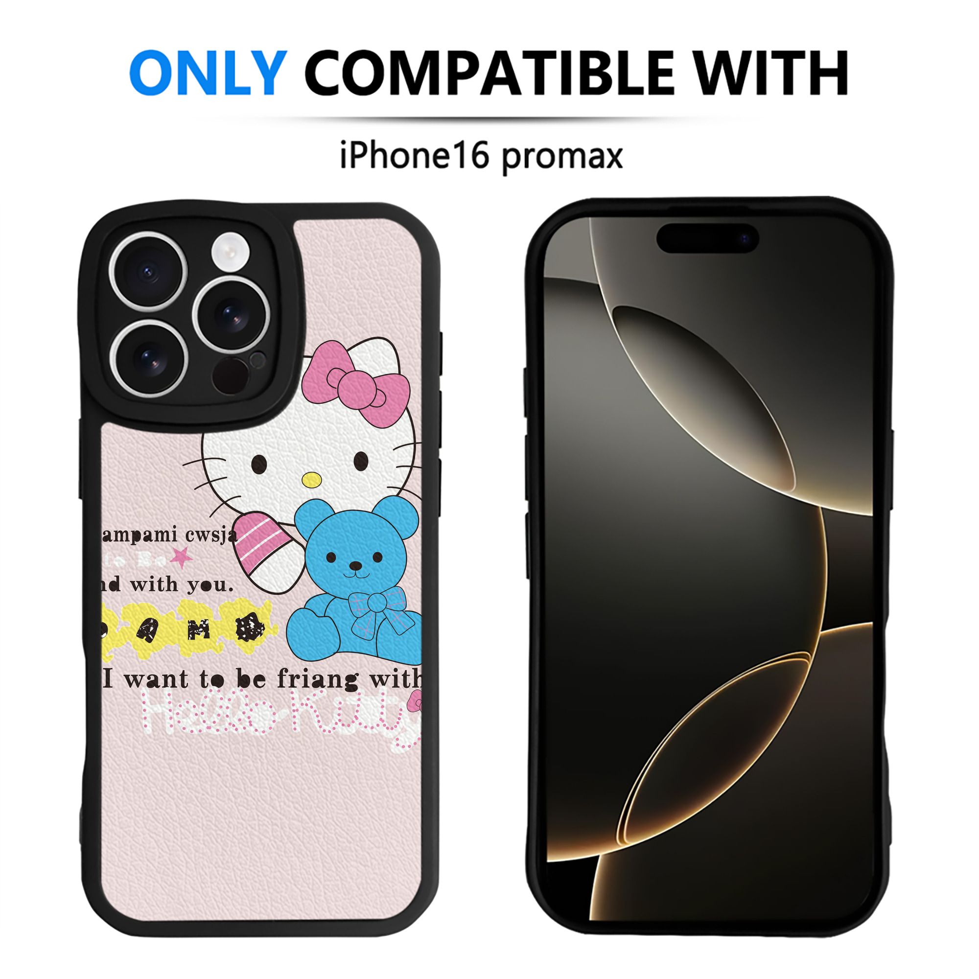 （画像用） Hello Kitty ハローキティ 【iPhone 16シリーズ対応】シリコンスマホケース（レザー調） 材質：シリコン